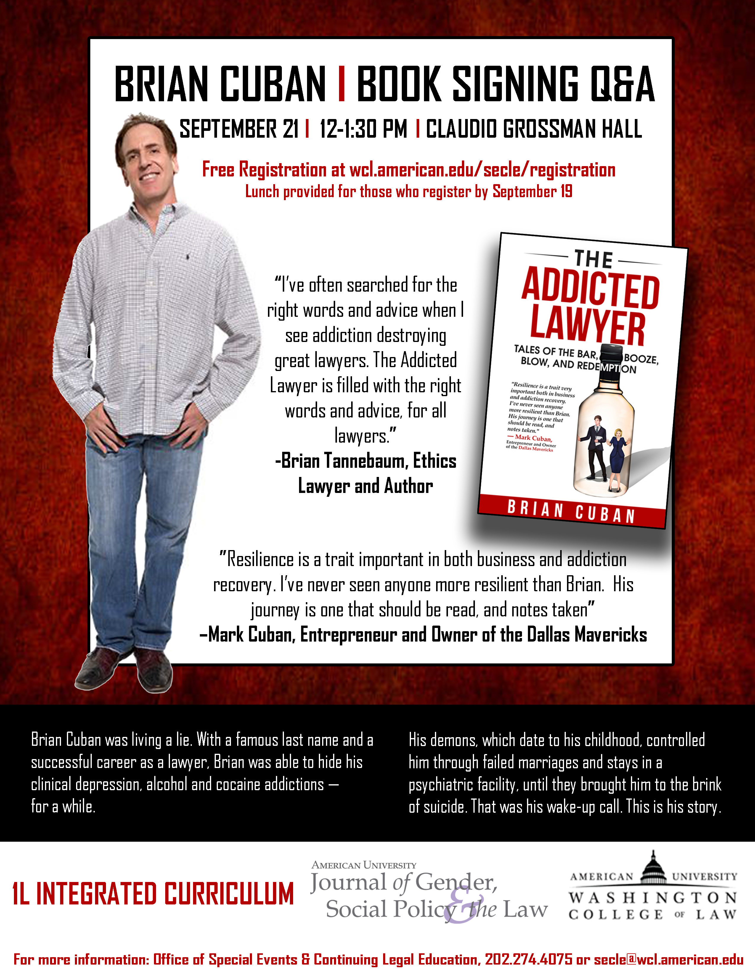 brian cuban book signing american university journal of gender book signing flyer
